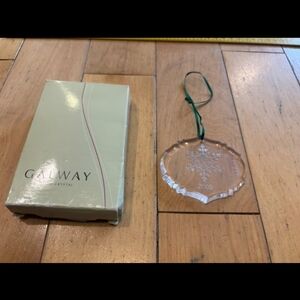 Ash Crystal Snowflake Ornament with Green Ribbon